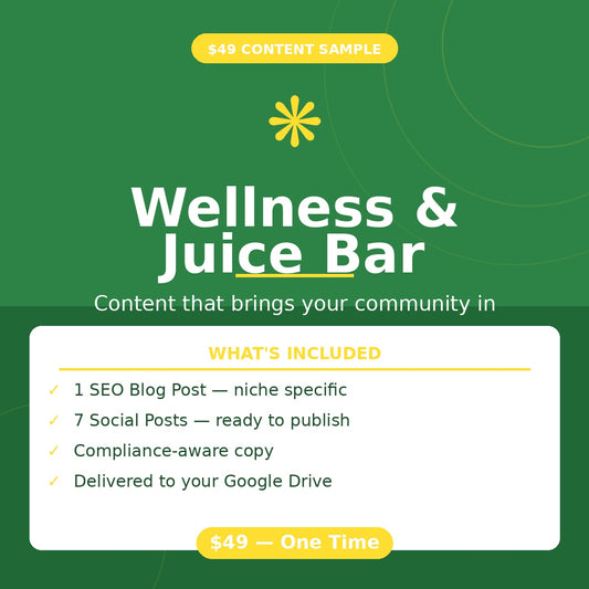 Wellness & Juice Bar Content Starter — Done-For-You Sample Blog & Social Posts